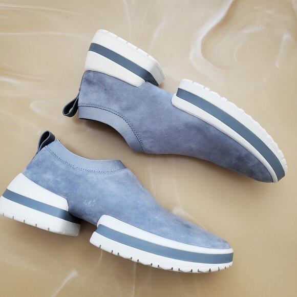 Stuart Weitzman Suede Slip On Sneakers in Dove Tail Blue Size 9 - Picture 10 of 15